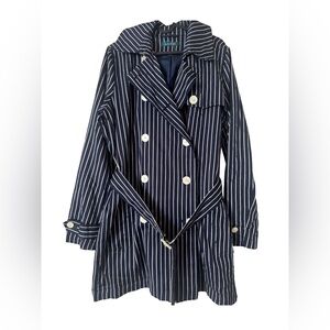 Lauren Ralph Lauren Navy and White Striped Trench